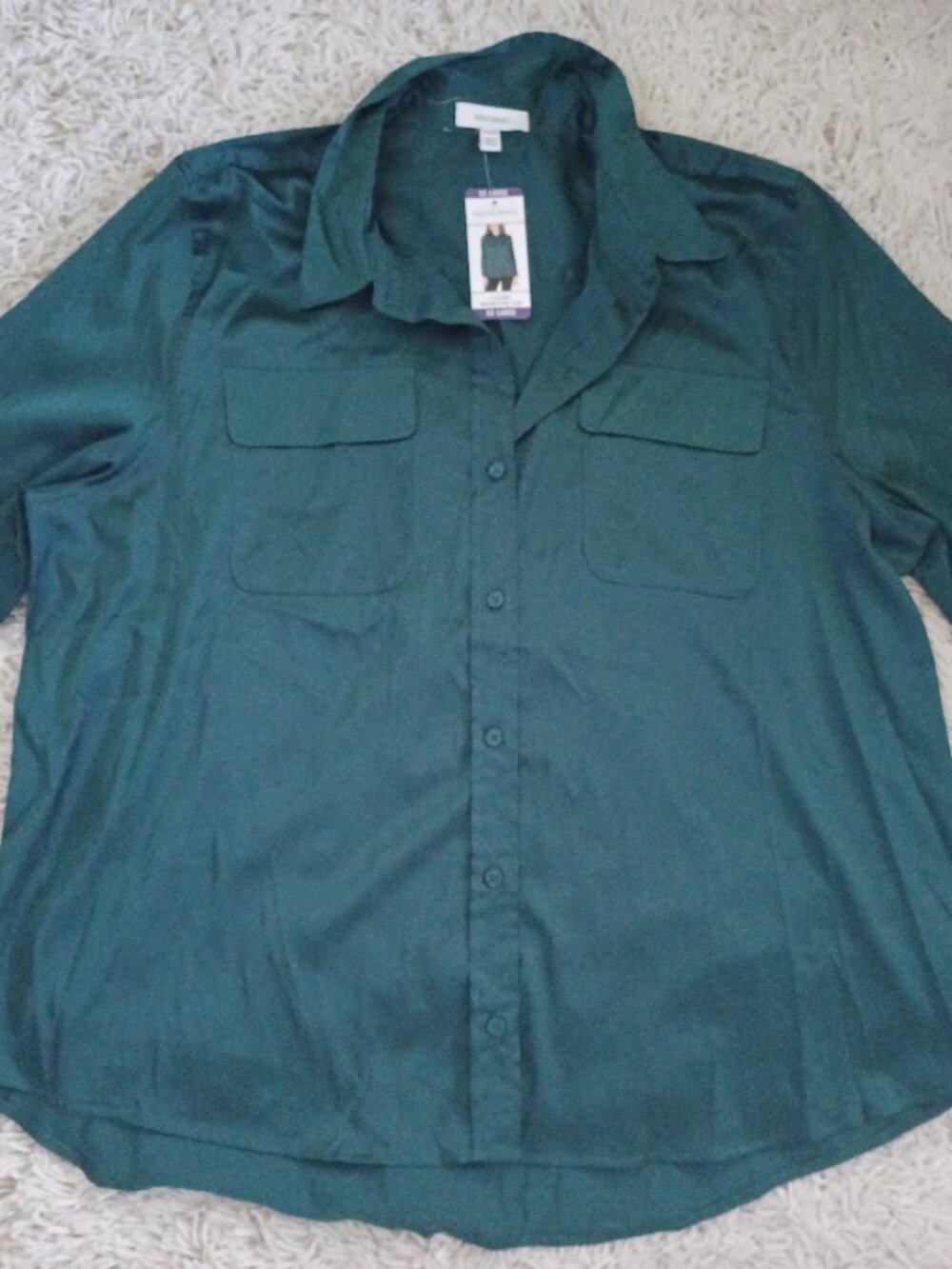 Equipment Classic Signature Top XXL June Bug Green Satin Blouse NWT $230
